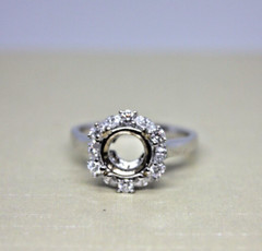 Art Deco 1-3.00ct Engagement Setting 18k White Gold 4g. Hey-Low 0.50ct Size 6.75