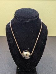 Vintage Sterling Silver Geometric Orb Pendant 30in Snake Chain