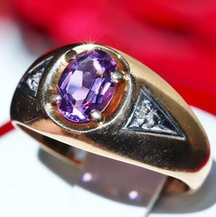 10k yellow gold ring 1.12ct amethyst diamond size 9.25 handmade 3.85gr N3112D