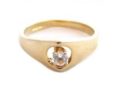Vintage 14KT GE ESPO 3mm Cubic Zirconia Solitaire Designer Gold Plated Ring