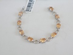 Vintage Sterling Silver 925 Gemstone Tennis Station Bracelet Fits 7″