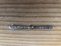 1920’S EARLY BELAIS 10K WHITE GOLD FILIGREE BROOCH WITH CITRINE GEMSTONE/2.25″