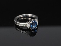 Fine 1.97ct GIA Certified Blue Sapphire & 0.50ct Diamond Platinum Ring Size 6.5