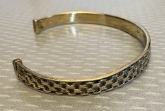 925 Italy Gold Vermeil Cuff Bracelet Braided Weave Textured Pattern