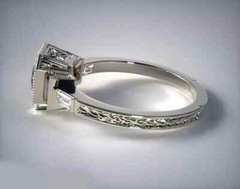 Art Deco 1.39Ct Round Lab Created Diamond 14K White Gold Finish Engagement Ring