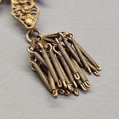 Vintage Eagle Brooch Gold Filled Filigree Tassel C Clasp Artisan Antique 3.5″