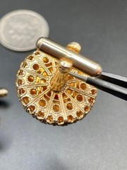 Vintage Clock Face Enamel Cufflinks Gold Tone Roman Numeral Novelty MCM