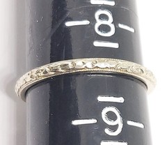 18k White Gold Art Deco wedding Band Ring forget me not flower eternity antique