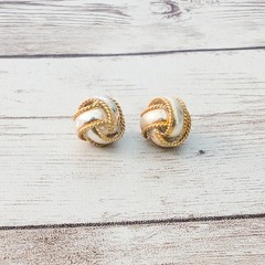 Vintage Stud Earrings Silver Tone & Gold Tone Knot – Condition Issues