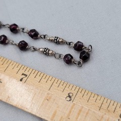 Vintage Silpada Dainty Sterling Silver Faceted Garnet Bead Necklace 16″-18″