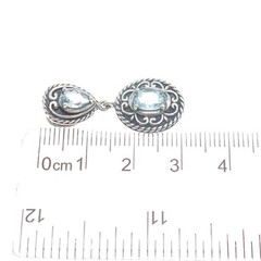 ROSS SIMONS 925 Sterling Silver Vintage Real Blue Topaz Oxidized Charm Pendant