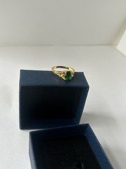 Vintage Green Cubic Zirconia Ring Gold Plated Womens Size 7.5
