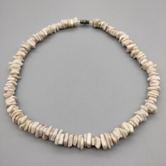 MermaidCore Mermaid Puka Pink Shell Chips Statement Necklace 16″ VTG Beach Surf