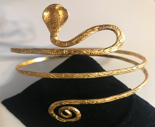 Vintage Snake Armlet Cuff Coil Serpent Gold Tone Metal Coiled A