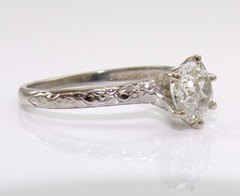 Vtg 18K White Gold 0.80ct Mine Cut Solitaire Diamond Engagement Ring Size 6 LMC2