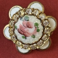 Vintage Guilloché Floral Jewelry Set Brooch Earrings Stick Pin