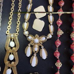 Vintage 1960’s Rhinestone & Faux Pearl Gold Silver Tone Designer Costume Jewelry