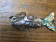 Vintage Mexican Abalone Shell Articulated Fish Bottle Opener Keychain Pendant