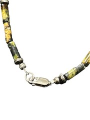 Vintage Serpentine Hematite Trapezoid Sterling silver 925 Necklace 16″