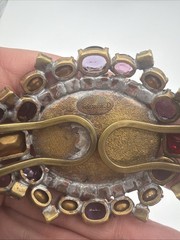 Vintage Husár D Czech Glass Rhinestone Bracelet – Pink Cabochon Statement Signed