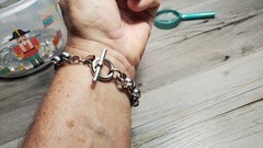 Vintage Erwin Pearl Sterling Silver Rolo Chain Bracelet circa 1960s