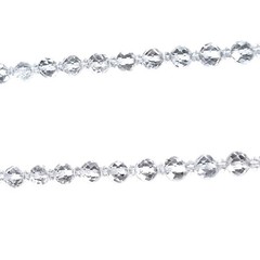 Vtg Art Deco Rock Crystal Quartz Faceted Bead 28″ Necklace Sterling Chain