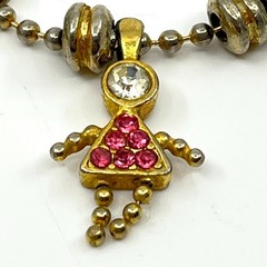 Vintage Y2K Multi-Color Rhinestone Boy & Girl Charm Ball Chain Necklace Classic