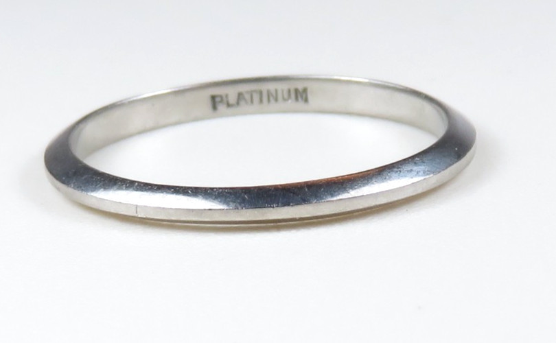 Antique Art Deco Platinum Womens Wedding Band Ring Size 4.75 UK-J width 1.64 MM