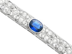 Art Deco 2.90Ct Basaltic Sapphire and 5.40Ct Diamond Platinum Bracelet