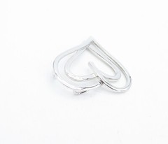 925 Sterling Silver Shiny Polished Open Love Heart Slide Pendant PT3310