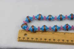 Sky Blue Cake Bead Necklace with Glass Bead Spacers, Closed Single Strand, 132gr