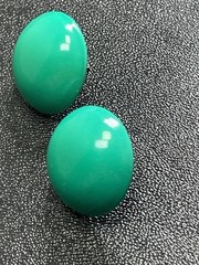 Vintage Green Enameled Metal Round Domed Earrings