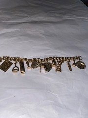 Rare 1950’s Goldtone Charm Womens 7” Bracelet Many Charms