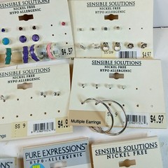 Lot Vintage Y2K Sensible Solutions Earrings Studs Hoops Nickel Free Deadstock