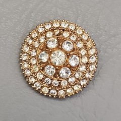 Vintage Rhinestone Brooch Round Domed 1 3/8″