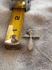 Sterling Silver new! JTV Cubic Zirconia Angel Wings Cross Pendant Necklace 18”