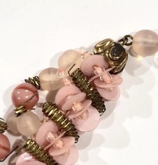 VTG W GERMANY Miriam Haskell Style Pink GLASS Petal ART GLASS Choker NECKLACE