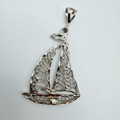 Vintage 925 Sterling Silver Filigree Nautical Sailboat Charm Pendant