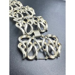 1960s Sarah Coventry Gold Tone Wide Scroll Panel Bracelet, Signed Vintage