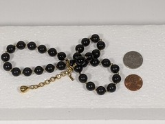 Monet Necklace Black & Gold Tone Beads Signature Tag 16″ Choker Extended 1990s