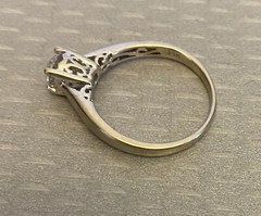 Antique 14K Mine Cut Diamond Ring White Gold 1/2ct Solitaire Art Deco size 9.25
