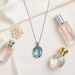 Premium Aqua Blue Topaz Necklace 65 Ct | Oval Cut in Silver & Gold Prongs