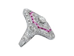 3Ct Art Deco Style Lab Created Diamond & Ruby Anniversary 14k White Gold FN Ring