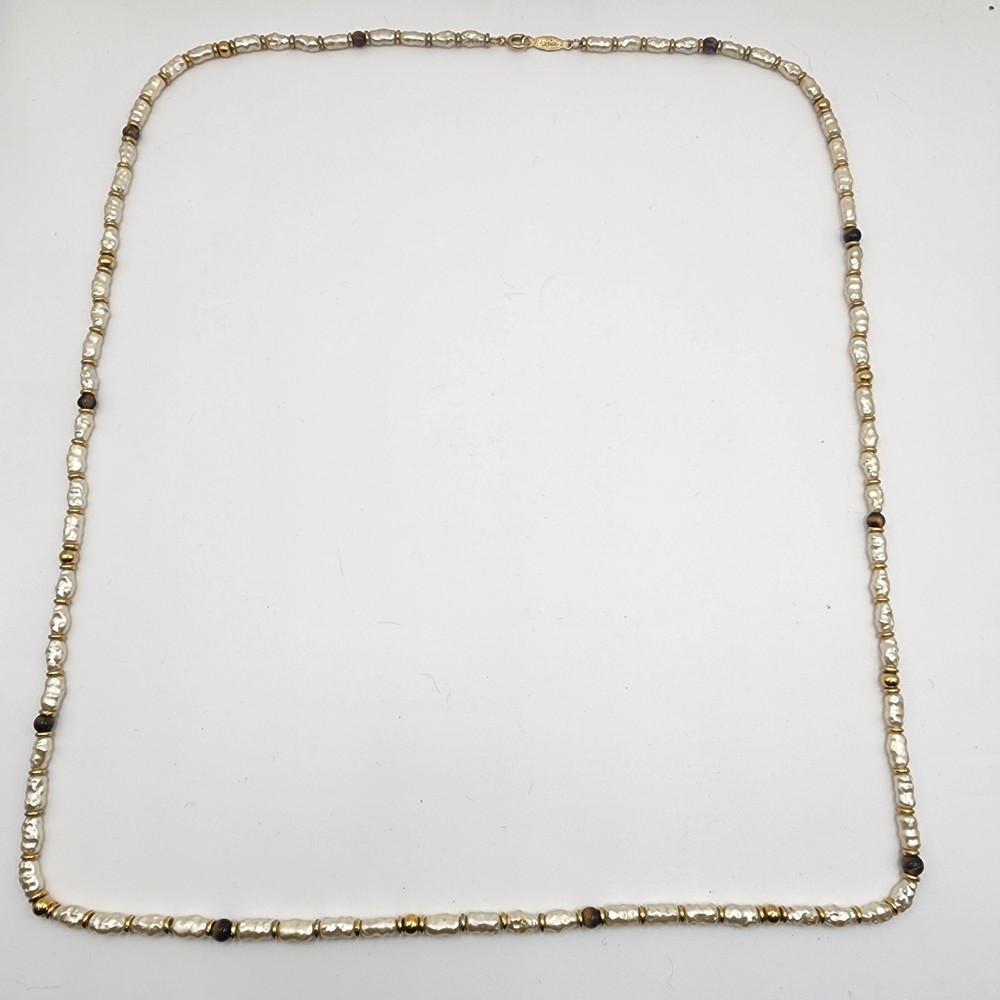 Vintage Signed Napier Women’s Necklace Gold Tone With Beads 30″