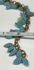 Vintage Grapes & Leaves Glass Neckace Bracelet Earrings In 14k B-on Brass Chain
