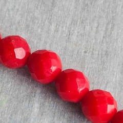 Vintage W. Germany Red Faceted Bead Necklace