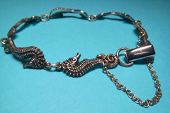 Antique 1920s Carl Schon Seahorse Sterling Silver Bracelet, 11,74 grams