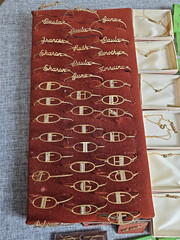 115 PC MONOGRAM NAME VINTAGE JEWELRY GOLD TONE STICK PIN BRACELET NECKLACE 1980s