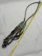 BEAUTIFUL Beaded TRIPLE STRAND C1946 NECKLACE 14”