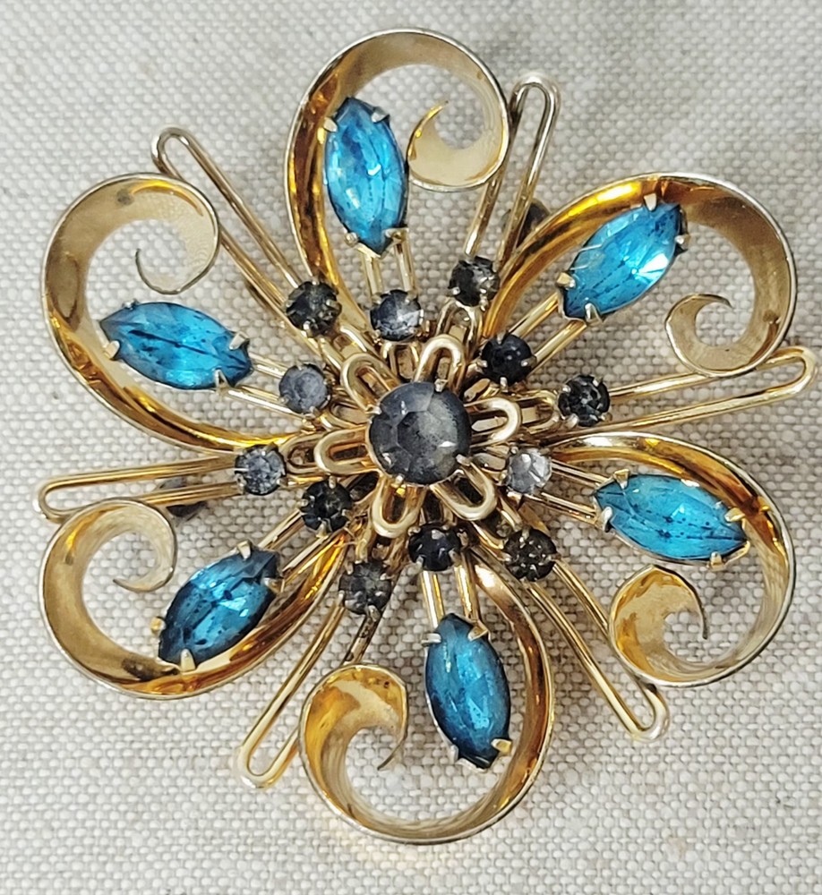 VTG MCM JMS 1/20 12kt GF Floral Design Pendant 2″ Signed